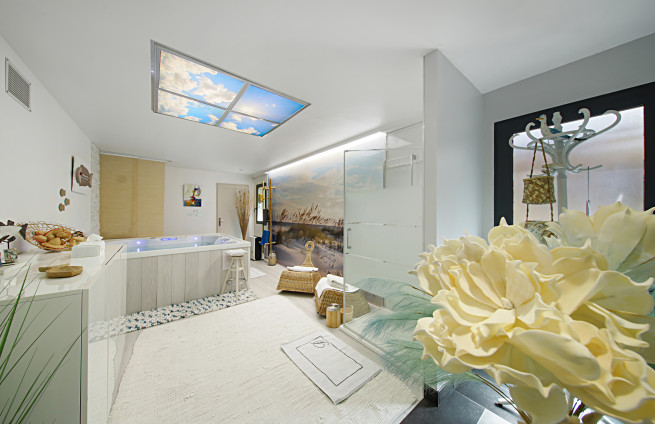 interior elevator in villa with private spa