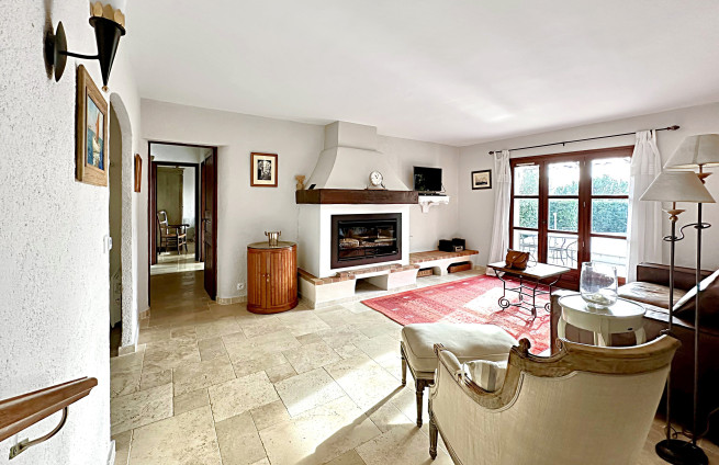 woonkamer met open haard - villa - Provence - Grimaud