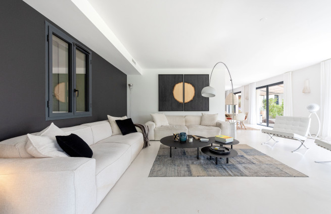 Sfeervolle design woonkamer, villa decoratie, Grimaud te koop