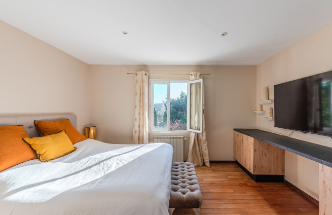 bright master suite in a luxury villa on the French Riviera