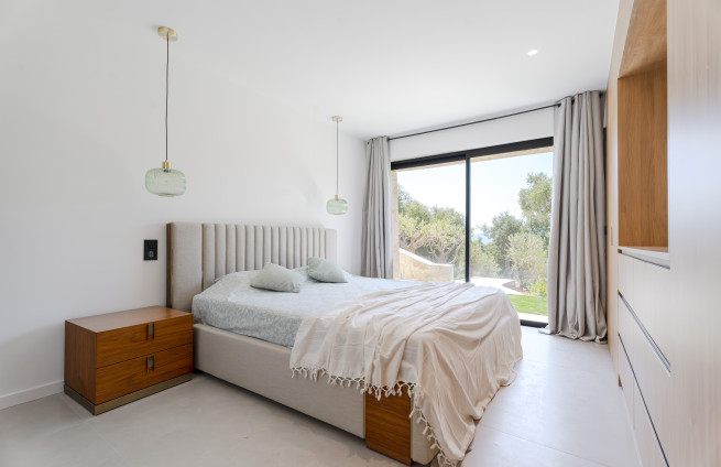 master bedroom suite with bathtub, shower, and dressing room