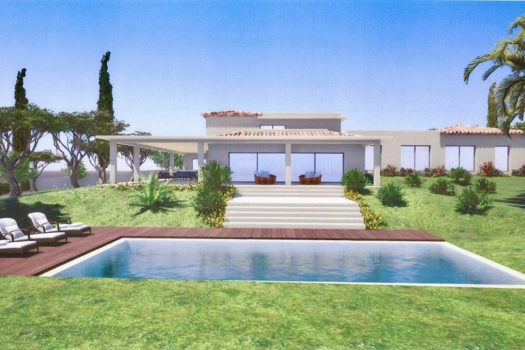 Moderne villa met panoramisch zeezicht op een beveiligd domein